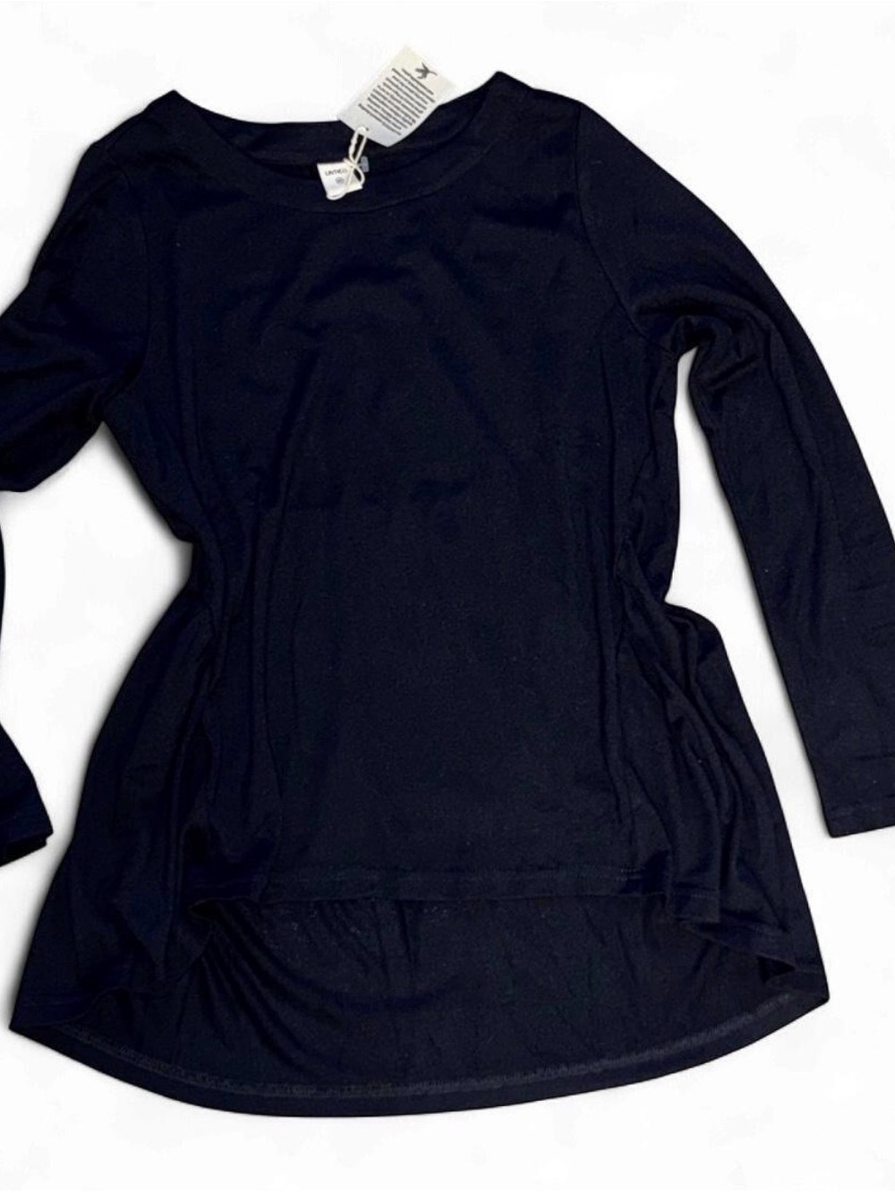 Women's Black Long-Sleeve Crewneck Tunic Top
